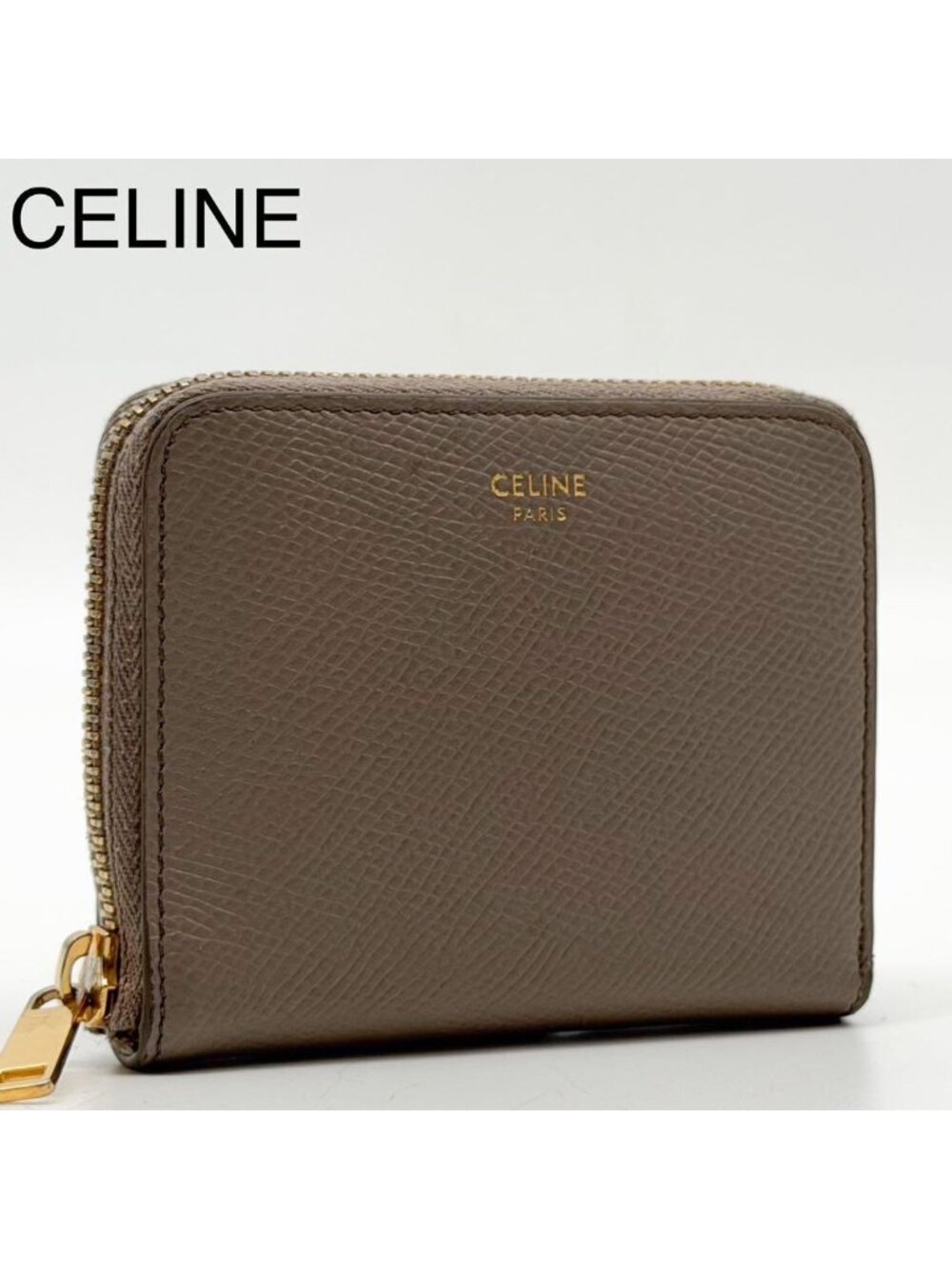 Celine Small Essential Zip Wallet Greige